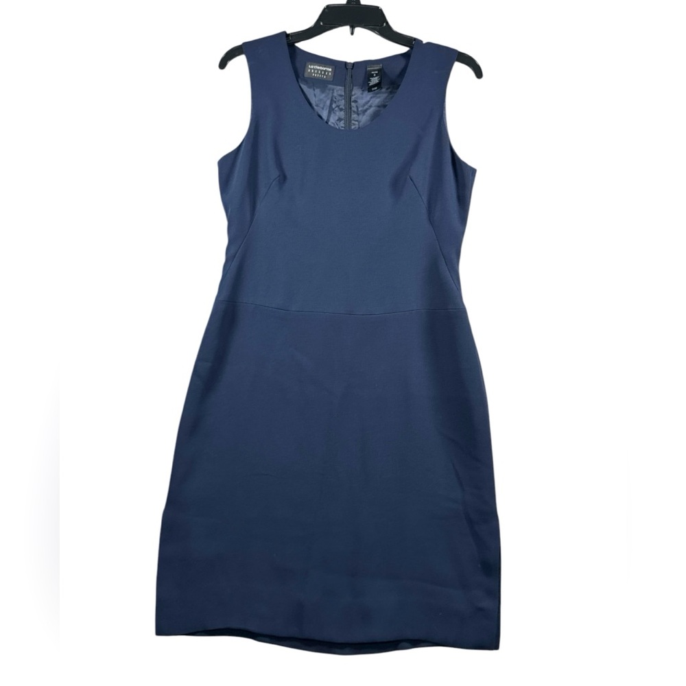 Liz Claiborne Navy Blue Sleeveless Sheath Dress Business Casual Petite